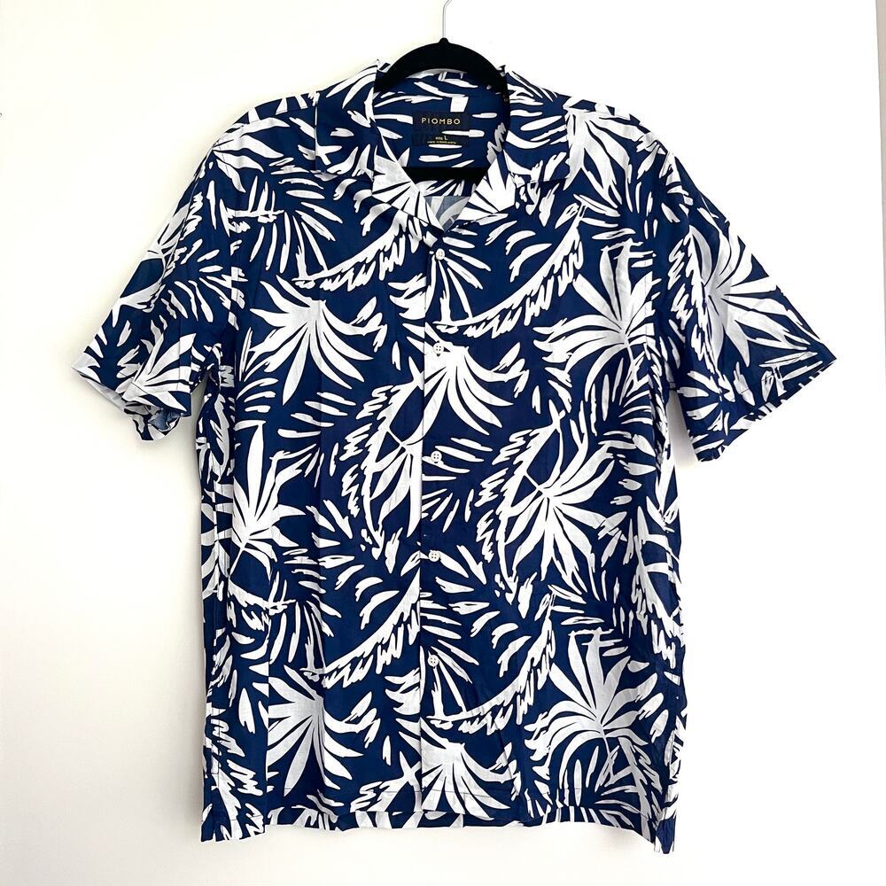 Piombo Navy Tropical Cotton Shirt XL